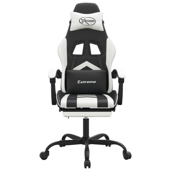 Silla gaming con reposapiés cuero sintético negro blanco M 3