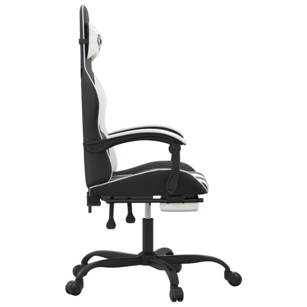 Silla gaming con reposapiés cuero sintético negro blanco M 4