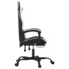 Silla gaming con reposapiés cuero sintético negro blanco 4