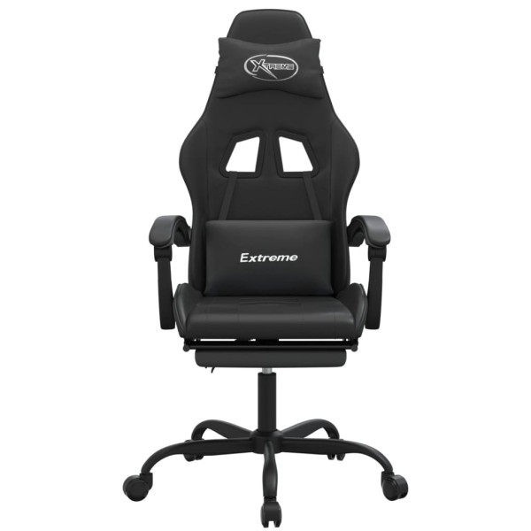 Silla gaming giratoria y reposapiés cuero sintético negro M 3