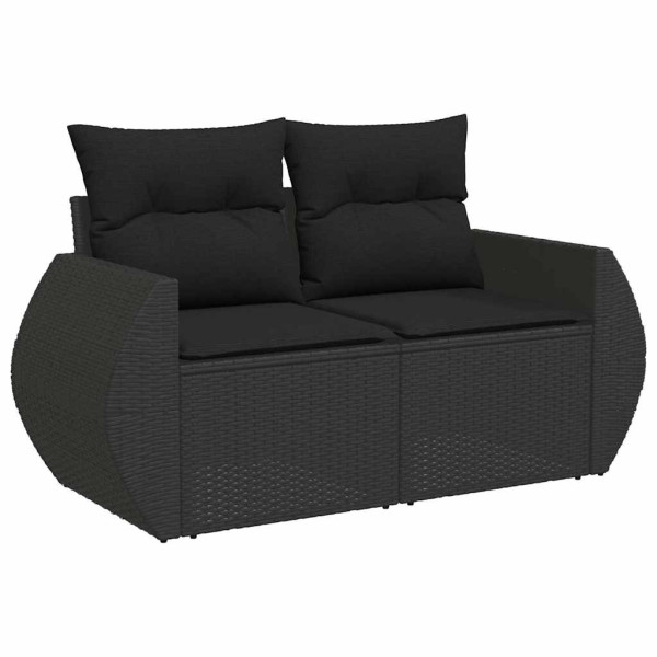 5 pcs conjunto sofás de jardim com almofadões vime PE preto M 4