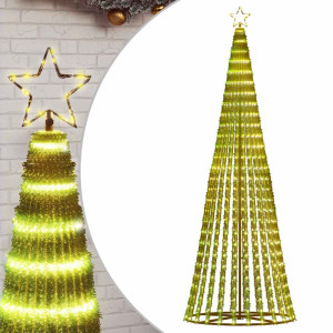 Cone de luz de árvore de Natal 475 LEDs brancos quentes 247 cm H