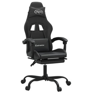 Silla gaming con reposapiés cuero sintético negro H