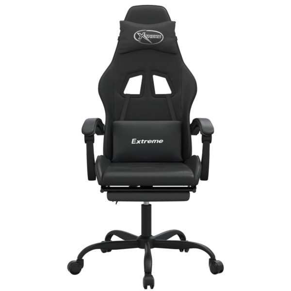 Silla gaming con reposapiés cuero sintético negro M 3