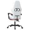 Silla gaming giratoria y reposapiés cuero sintético blanco rosa 5