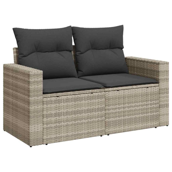 Set muebles jardín 9 pzas y cojines ratán sintético gris claro M 5