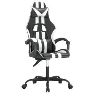 Silla gaming giratoria cuero sintético negro y blanco H