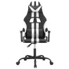 Silla gaming giratoria cuero sintético negro y blanco 3