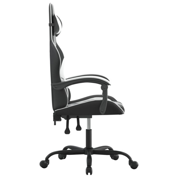 Silla gaming giratoria cuero sintético negro y blanco M 4
