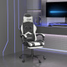 Silla gaming giratoria reposapiés cuero sintético negro blanco 1