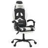Silla gaming giratoria reposapiés cuero sintético negro blanco 2