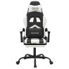 Silla gaming giratoria reposapiés cuero sintético negro blanco 3