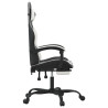 Silla gaming giratoria reposapiés cuero sintético negro blanco 4