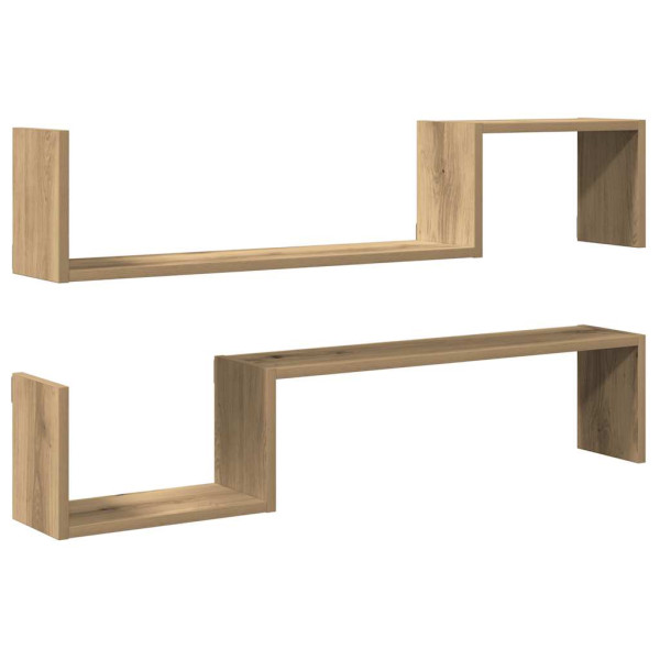 Estante de pared 2 uds madera roble artisan 100x15x20 cm M 2