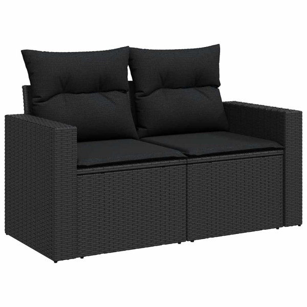5 pcs conjunto sofás de jardim com almofadões vime PE preto M 5