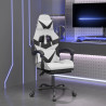 Silla gaming con reposapiés cuero sintético blanco negro 1