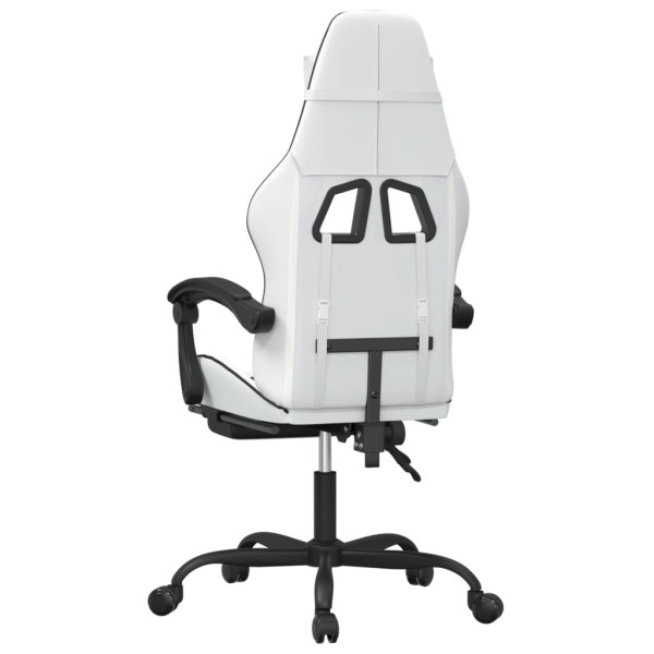 Silla gaming con reposapiés cuero sintético blanco negro M 5