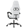 Silla gaming con reposapiés cuero sintético blanco negro 5