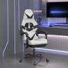 Silla gaming giratoria reposapiés cuero sintético blanco negro 1