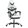 Silla gaming giratoria reposapiés cuero sintético blanco negro 2
