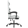 Silla gaming giratoria reposapiés cuero sintético blanco negro 4