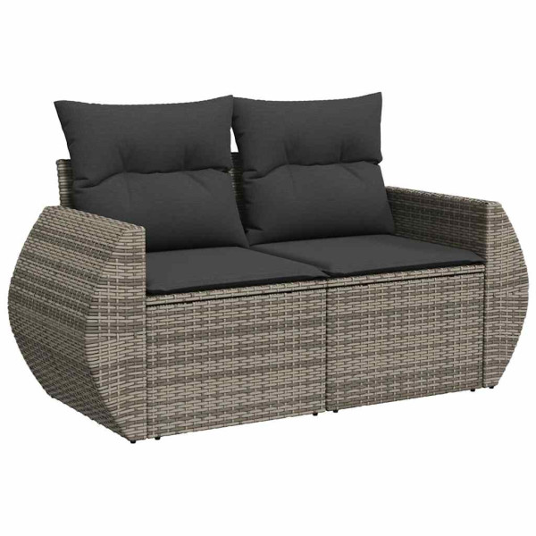 Set de muebles de jardín 6 pzas y cojines ratán sintético gris M 4