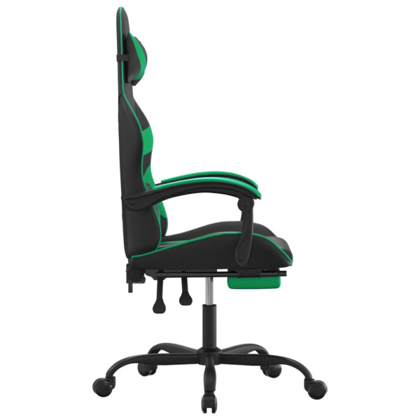 Silla gaming con reposapiés cuero sintético negro verde M 4