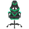 Silla gaming giratoria y reposapiés cuero sintético negro verde 3