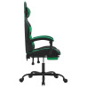 Silla gaming giratoria y reposapiés cuero sintético negro verde 4