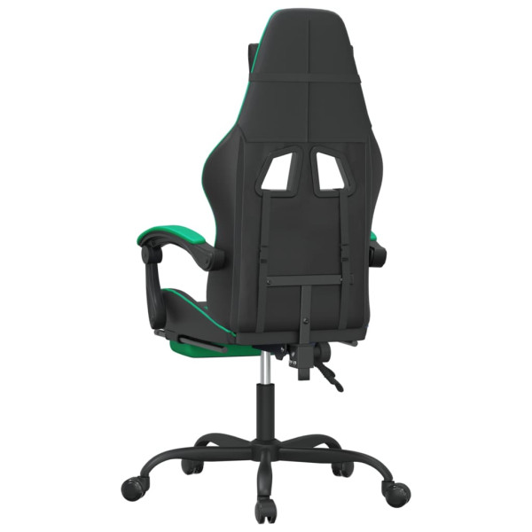 Silla gaming giratoria y reposapiés cuero sintético negro verde M 5