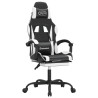 Silla gaming giratoria reposapiés cuero sintético negro blanco 2