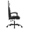 Silla gaming giratoria reposapiés cuero sintético negro blanco 4