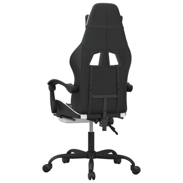 Silla gaming giratoria reposapiés cuero sintético negro blanco M 5
