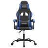 Silla gaming giratoria cuero sintético negro y azul 3
