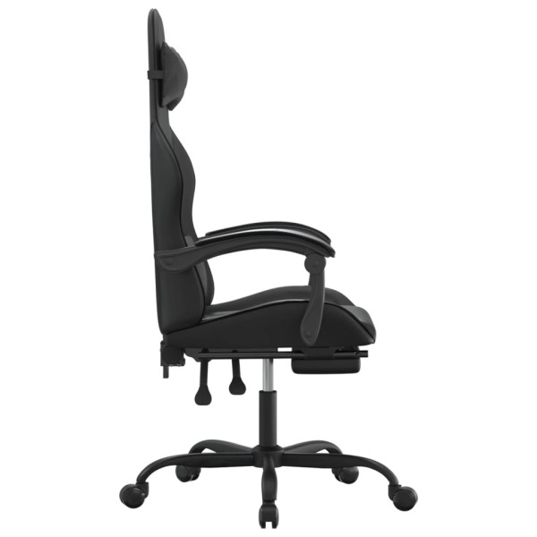 Silla gaming con reposapiés cuero sintético negro M 4