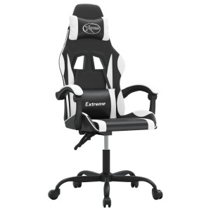 Silla gaming cuero sintético negro y blanco H