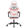 Silla gaming giratoria y reposapiés cuero sintético blanco rosa 1
