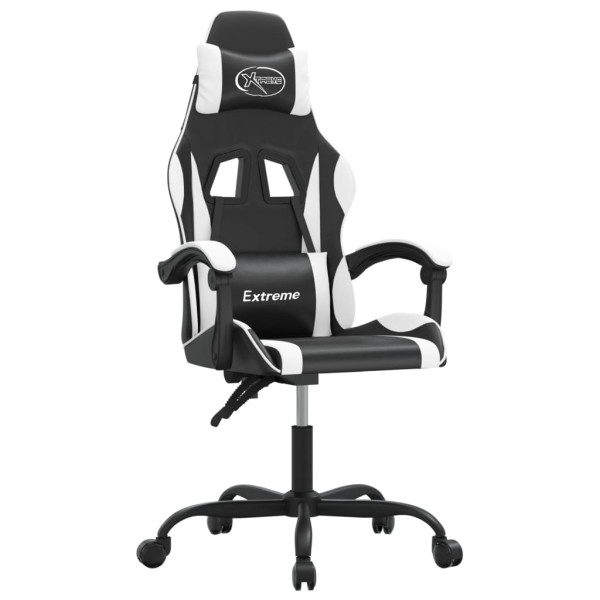 Silla gaming giratoria cuero sintético negro y blanco M 2