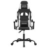 Silla gaming giratoria cuero sintético negro y blanco 3