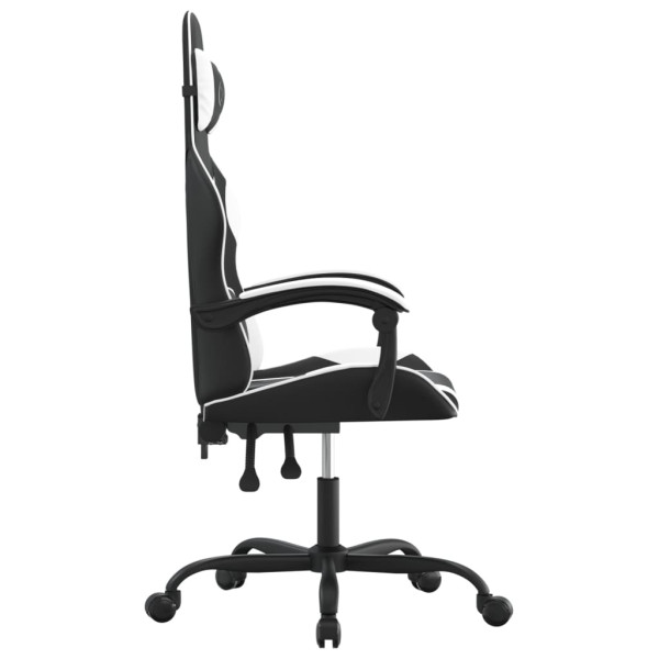 Silla gaming giratoria cuero sintético negro y blanco M 4