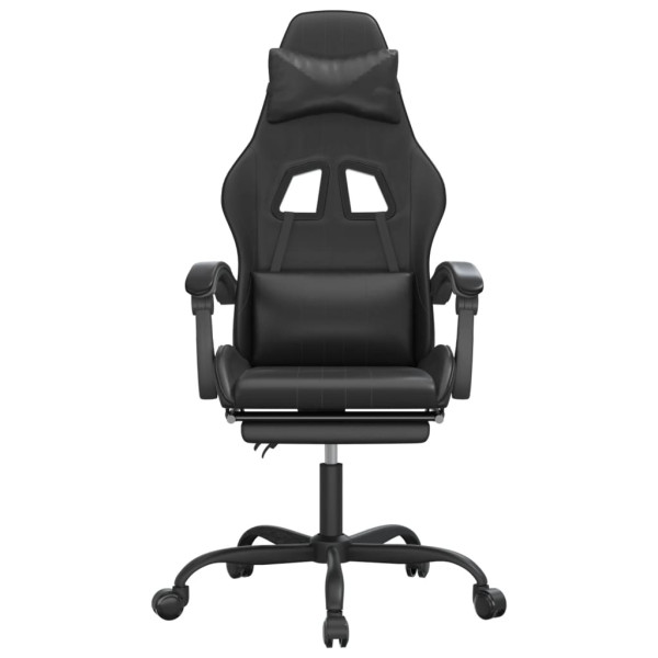 Silla gaming giratoria y reposapiés cuero sintético negro M 3