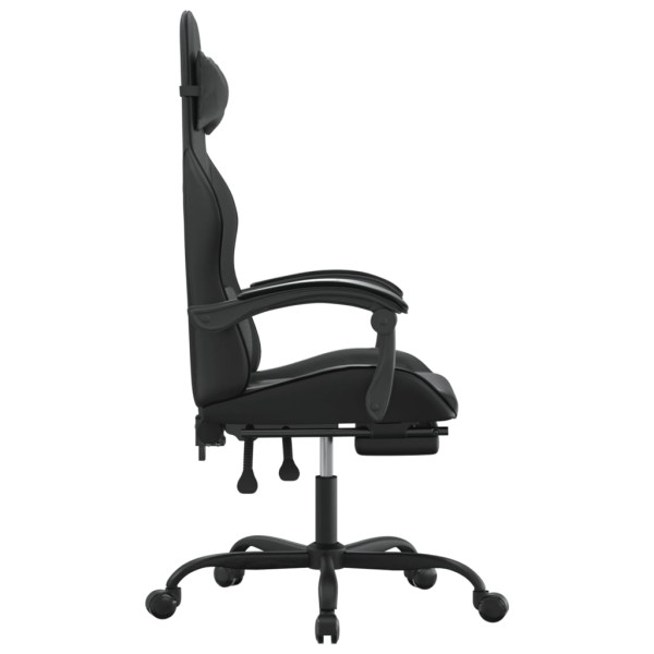 Silla gaming giratoria y reposapiés cuero sintético negro M 4