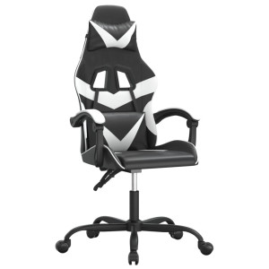 Silla gaming giratoria cuero sintético negro y blanco H