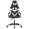 Silla gaming giratoria cuero sintético negro y blanco 3