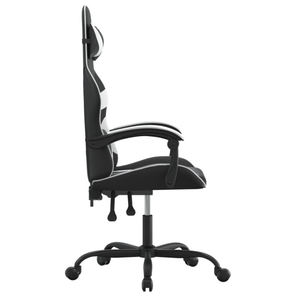 Silla gaming giratoria cuero sintético negro y blanco M 4