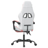 Silla gaming giratoria y reposapiés cuero sintético blanco rosa 5