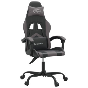 Silla gaming giratoria cuero sintético negro y gris H