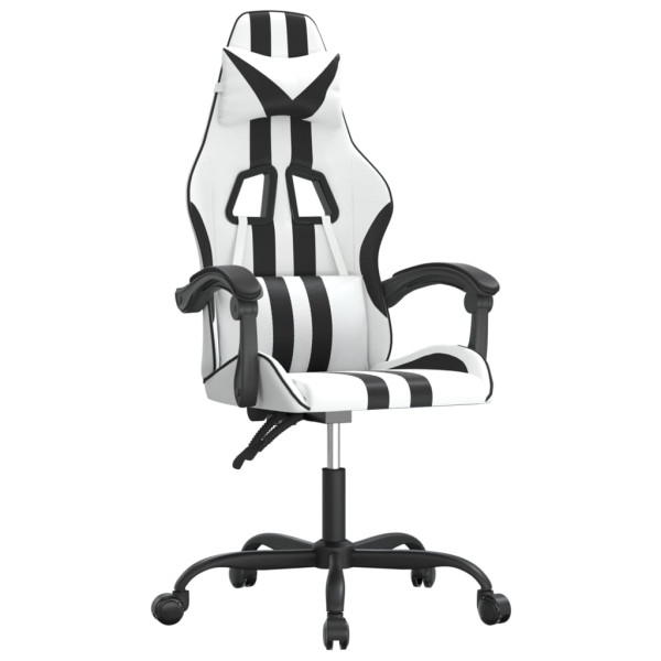 Silla gaming giratoria cuero sintético blanco y negro M 2