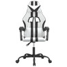 Silla gaming giratoria cuero sintético blanco y negro 3