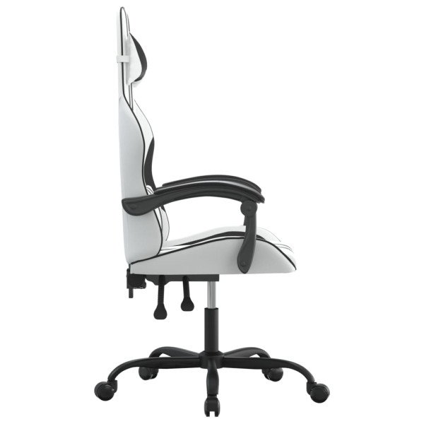 Silla gaming giratoria cuero sintético blanco y negro M 4